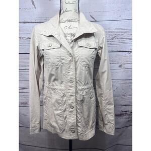 Eddie Bauer XS‎ Light Tan Utility Jacket Button Down Long Sleeve